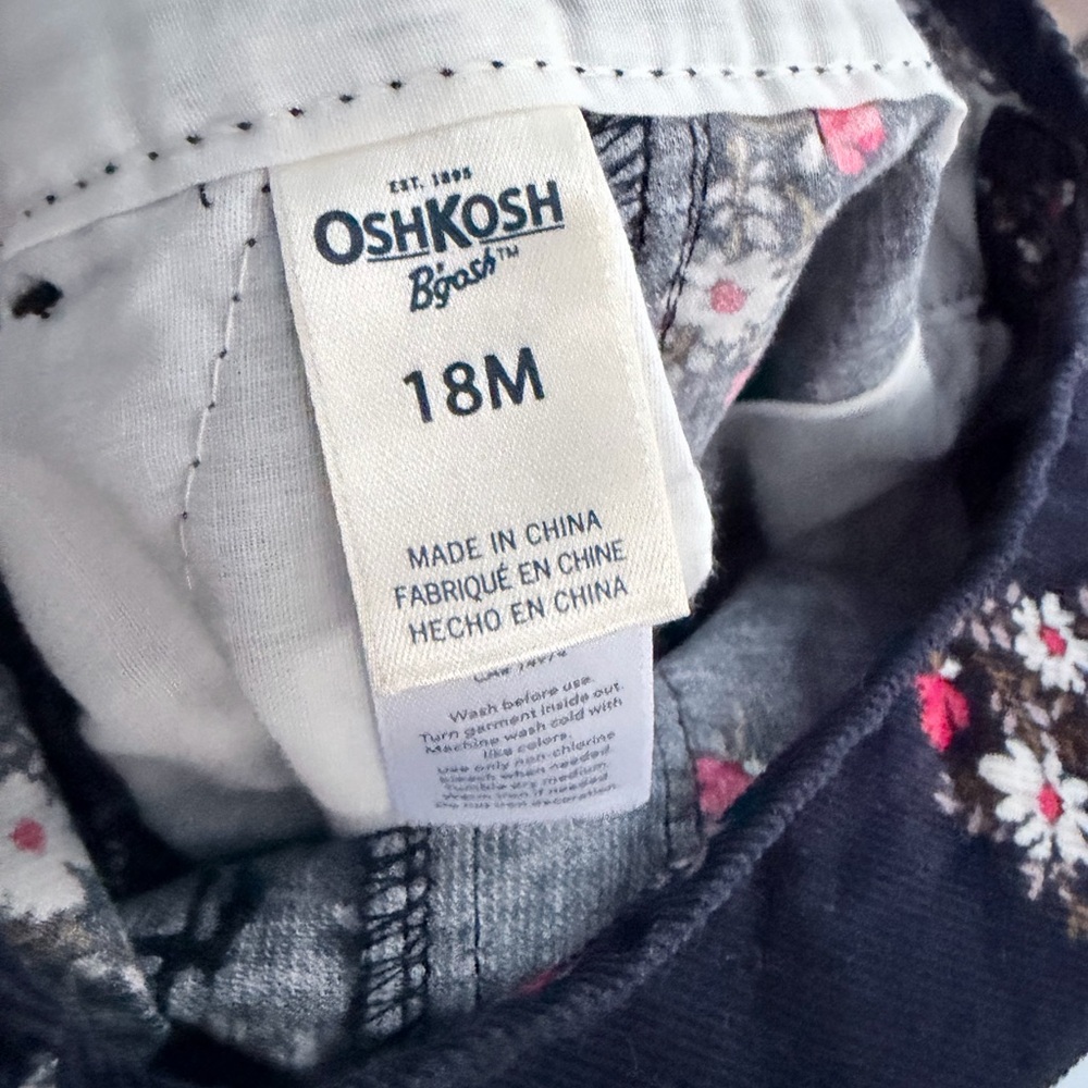 Oshkosh b’gosh cotton Floral Overalls size 18m - Picture 4 of 6